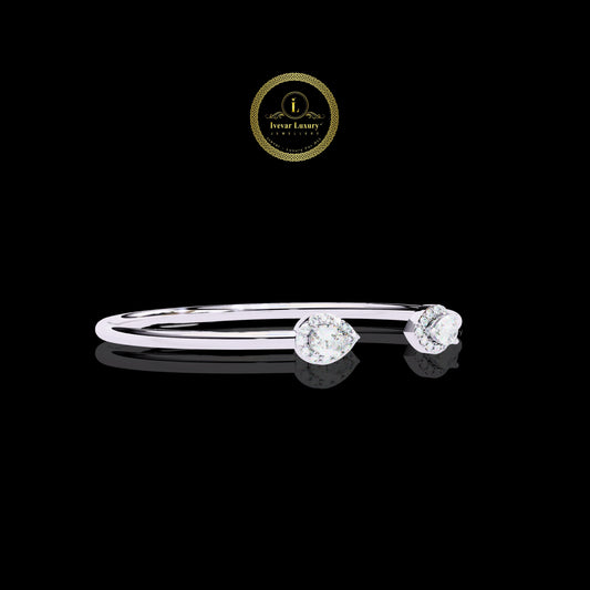 Pear Cut Moissanite Diamond Contemporary Bypass Bangle
