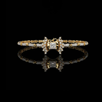 Princess And Round Cut Moissanite Diamond Vintage Style Tennis Bracelet