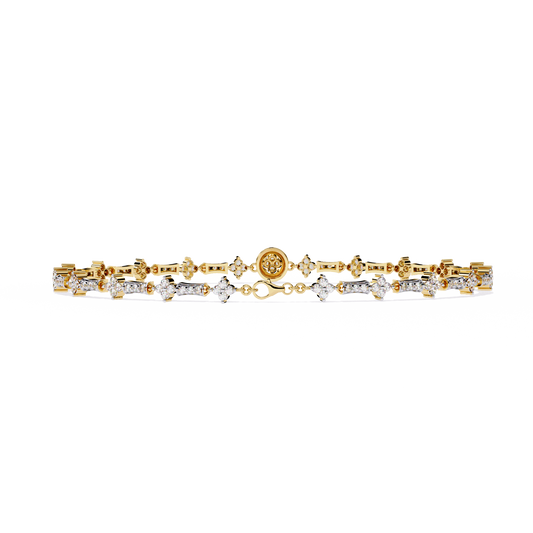 Floral Round Moissanite Diamond Link Bracelet for Women