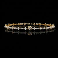 Floral Round & Baguette Moissanite Diamond Link Bracelet for Women