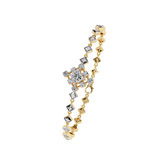 Princess Cut Moissanite Diamond Geometric Accents Bracelet