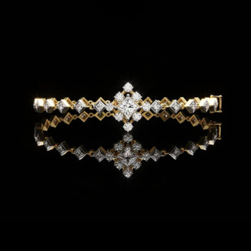 0.86 CT Lab Grown Diamond Bracelet Showcasing a Central Princess Cut Diamond with Geometric Accents and Brilliant Round Highlights