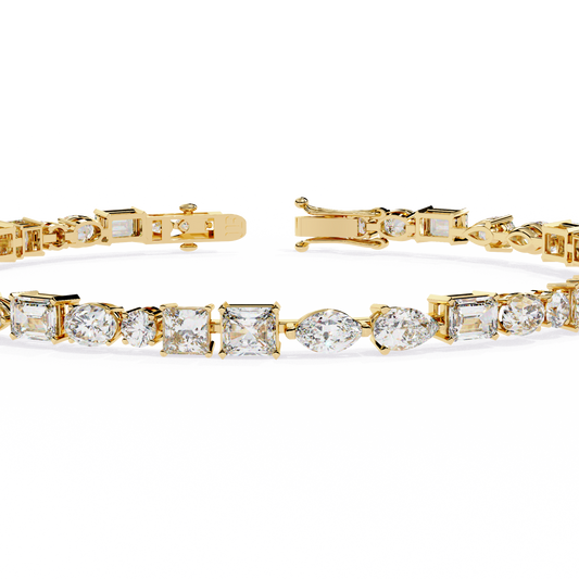 Multi Shape Mixed Cut Lab Diamond Tennis Bracelet For Women