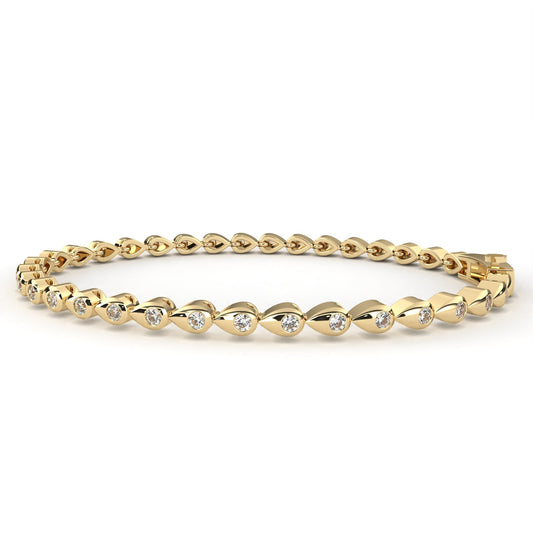 Round Cut Moissanite Diamond Station Bracelet with Open Marquise Links