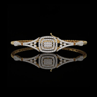 Vintage Style Double Halo Moissanite Diamond Bangle Bracelet