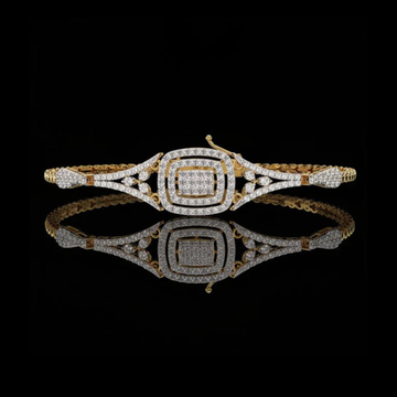 Vintage Style Double Halo Moissanite Diamond Bangle Bracelet