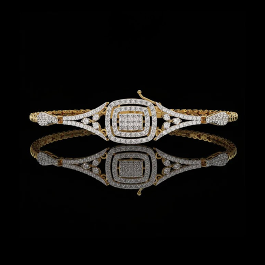 Vintage Style Round Moissanite Diamond Bangle Bracelet