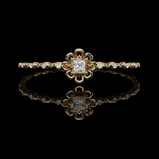 Princess Cut Moissanite Diamond Floral Link Bracelet for Women