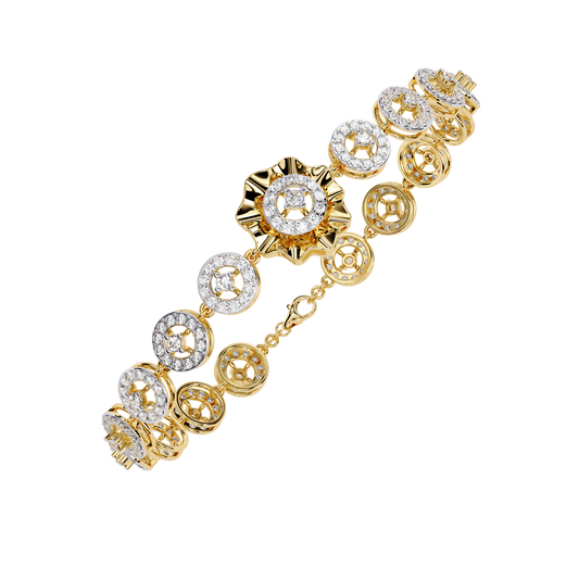 Round Cut Moissanite Diamond Vintage Halo Link Bracelet