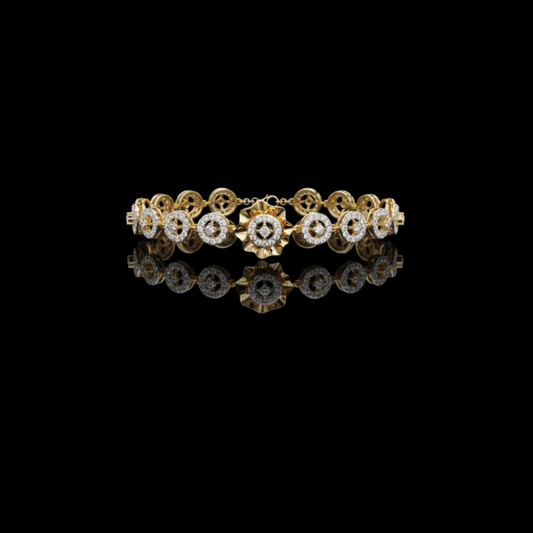 Round Cut Moissanite Diamond Vintage Halo Link Bracelet