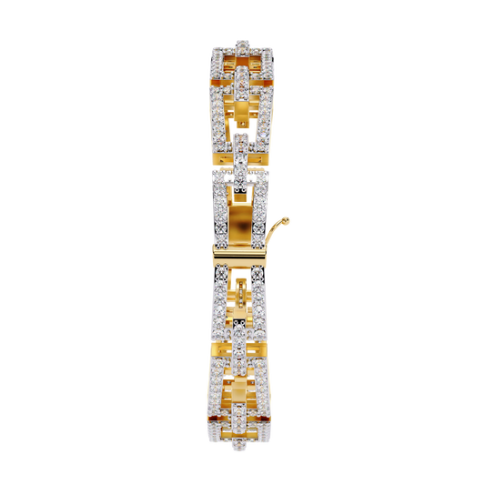 Round Cut Moissanite Diamond Open Link Statement Bracelet