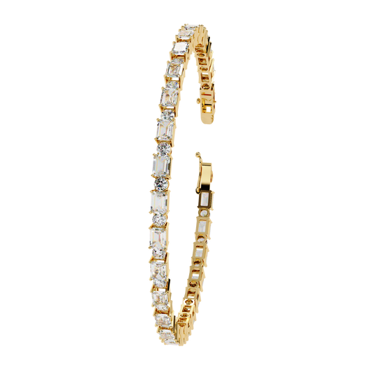 Alternating Emerald & Round Cut Lab Diamond Tennis Bracelet