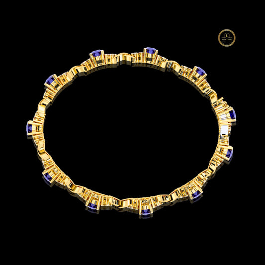 Oval Blue Moissanite Diamond Sapphire Infinity Link Bracelet