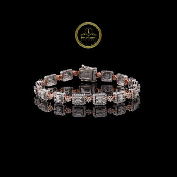 Baguette Cut Moissanite Diamond Halo Tennis Bracelet