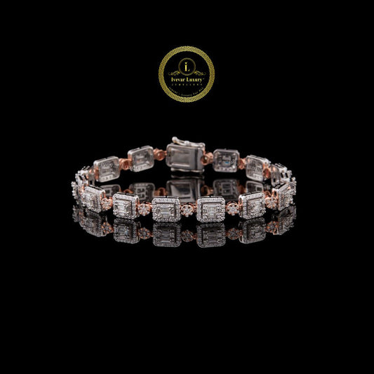 Iced Out Tennis Bracelet 925 Silver with VVS1 Lab-Grown Baguette Diamonds by Ivevar