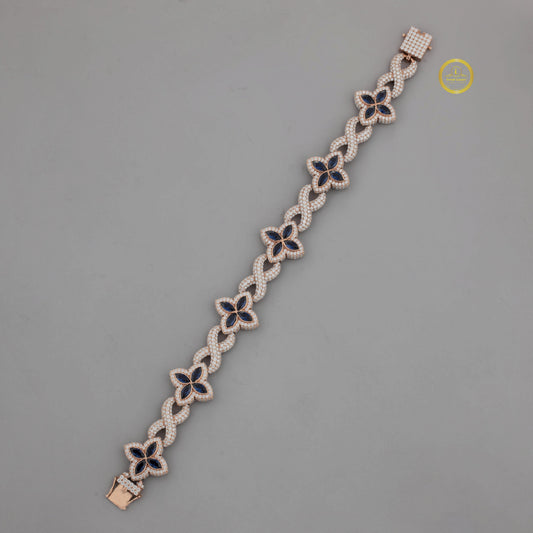 Round Cut Lab Grown Diamond Floral Infinity Link Tennis Bracelet