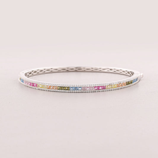Multi-Color Diamond Tennis Bangle Bracelet