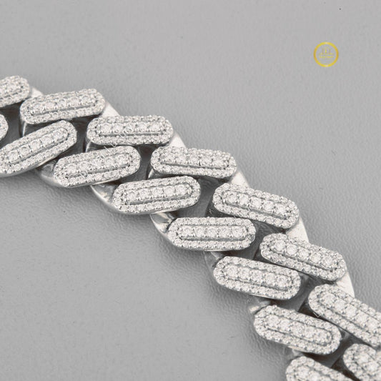 Round Cut Moissanite Diamond Elongated Miami Cuban Link Bracelet