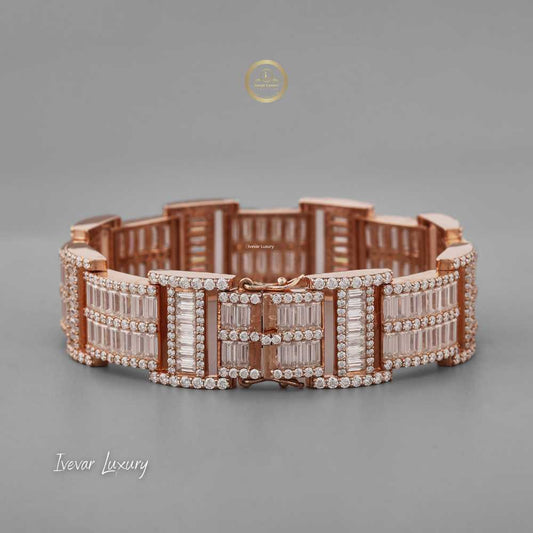 Round Cut Moissanite Diamond Wide Link Tennis Bracelet
