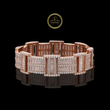 Round Cut Moissanite Diamond Wide Link Tennis Bracelet