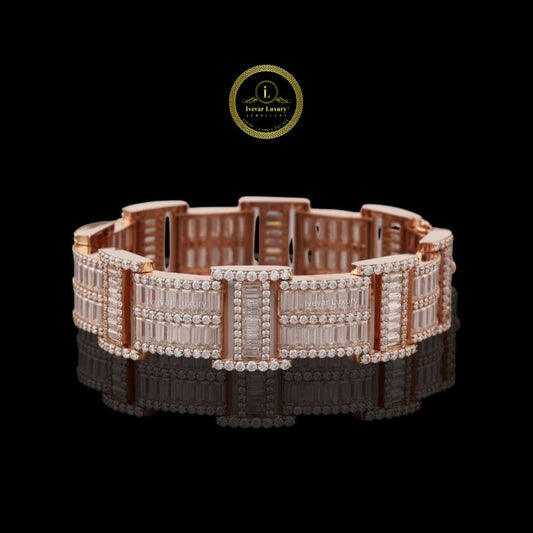 Round Cut Moissanite Diamond Wide Link Tennis Bracelet