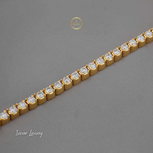 Round Cut Brilliant Lab Grown Diamond Four Prong Tennis Bracelet