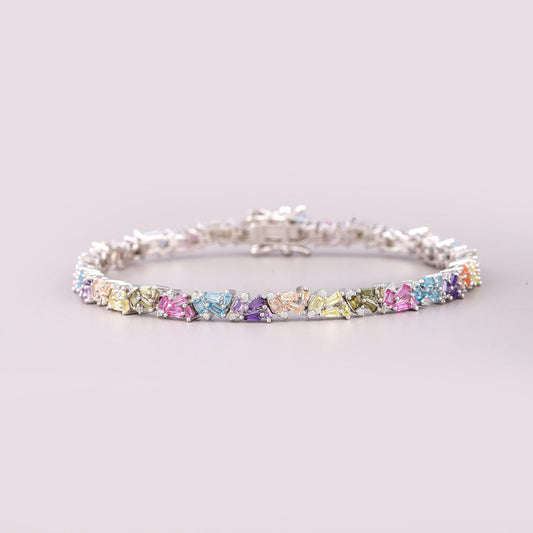 Rainbow Multi-Shape Gemstone Tennis Bracelet - view 2