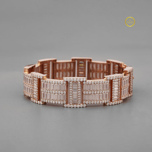 Round Cut Lab Grown Diamond Wide Link Tennis Bracelet