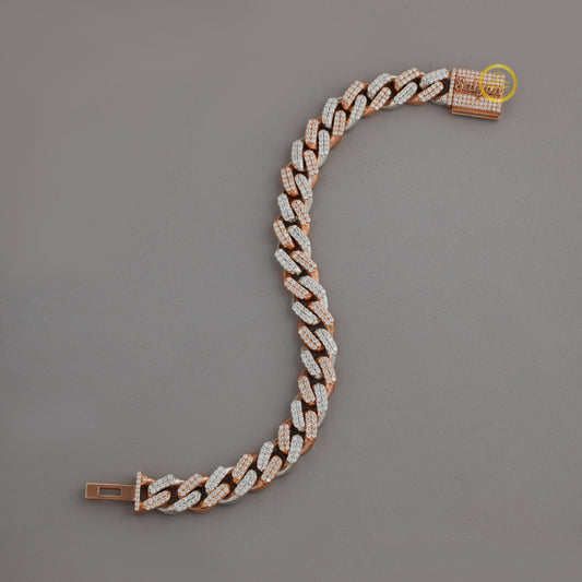Round Cut Lab Grown Diamond Two-Tone Miami Cuban Link Bracelet