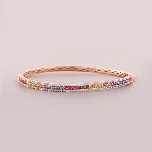 Mix Colored Diamond Tennis Bangle Bracelet