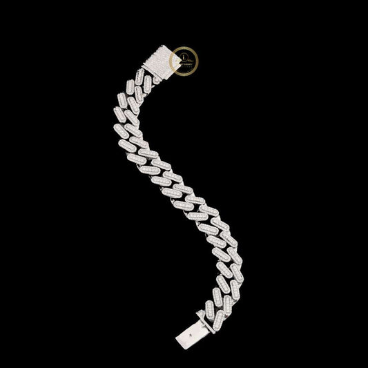 Round Cut Lab Grown Diamond Elongated Miami Cuban Link Bracelet