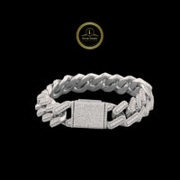 Round Cut Moissanite Diamond Elongated Miami Cuban Link Bracelet