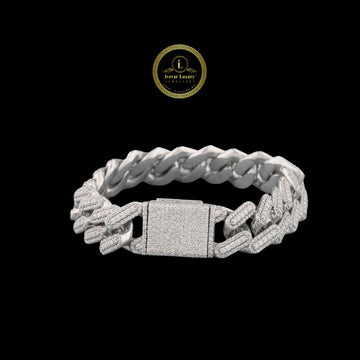 Round Cut Moissanite Diamond Elongated Miami Cuban Link Bracelet