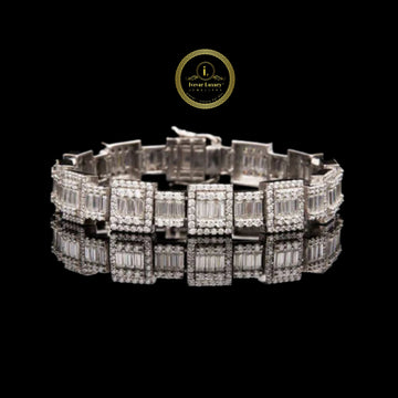 Emerald Moissanite Cut Diamond Link Bracelet