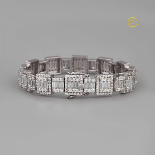 Emerald Lab Grown Cut Diamond  Link Bracelet