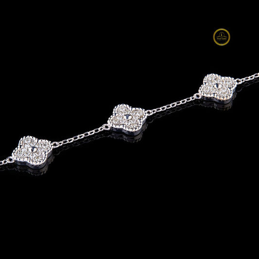 Lab Grown Diamond Clover Station Chain Bracelet