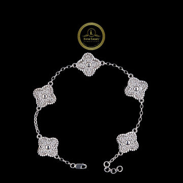 Moissanite Diamond Clover Station Chain Bracelet