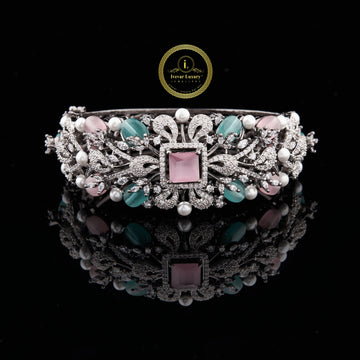 Vintage Floral Cut Moissanite Diamond Cuff Bracelet