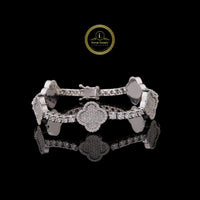 Round Cut  Moissanite Diamond Floral Station Tennis Bracelet