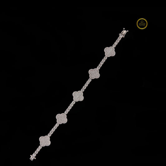 Round Cut Lab Grown Diamond Floral Station Tennis Bracelet
