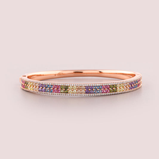 Rainbow Gemstone Mosaic Bangle Bracelet