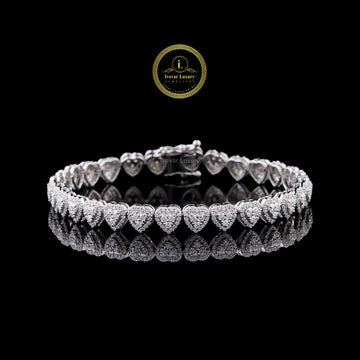 Heart Cut Moissanite Diamond Halo Tennis Bracelet
