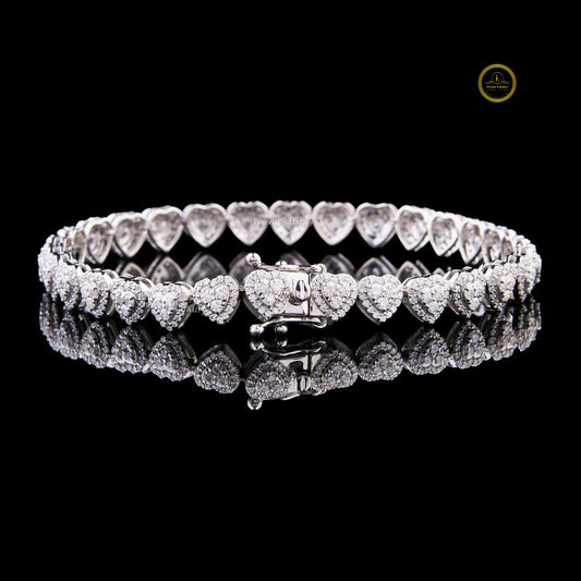 Heart Cut Lab Grown Diamond Halo Tennis Bracelet