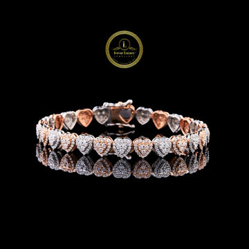 Two Tone Heart Cut Moissanite Diamond Tennis Bracelet