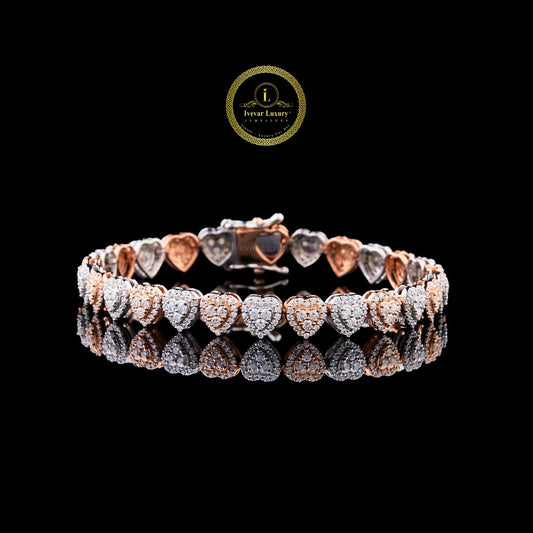 Two Tone Heart Diamond Bracelet  VVS1 Lab-Grown Bridal Jewelry Ivevar Luxury