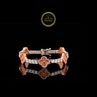 Round Cut Moissanite Diamond Clover Station Tennis Bracelet