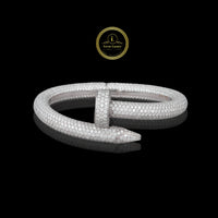 Pave Moissanite Diamond Nail Wrap Bangle Bracelet