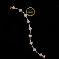Moissanite Diamond Floral Station Link Bracelet
