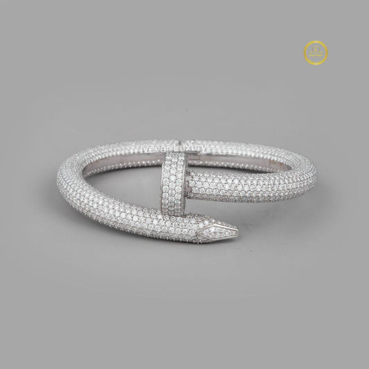 Pave Lab Grown Diamond Nail Wrap Bangle Bracelet
