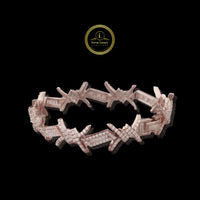 Baguette Cut Moissanite Diamond Barbed Wire Link Bracelet
